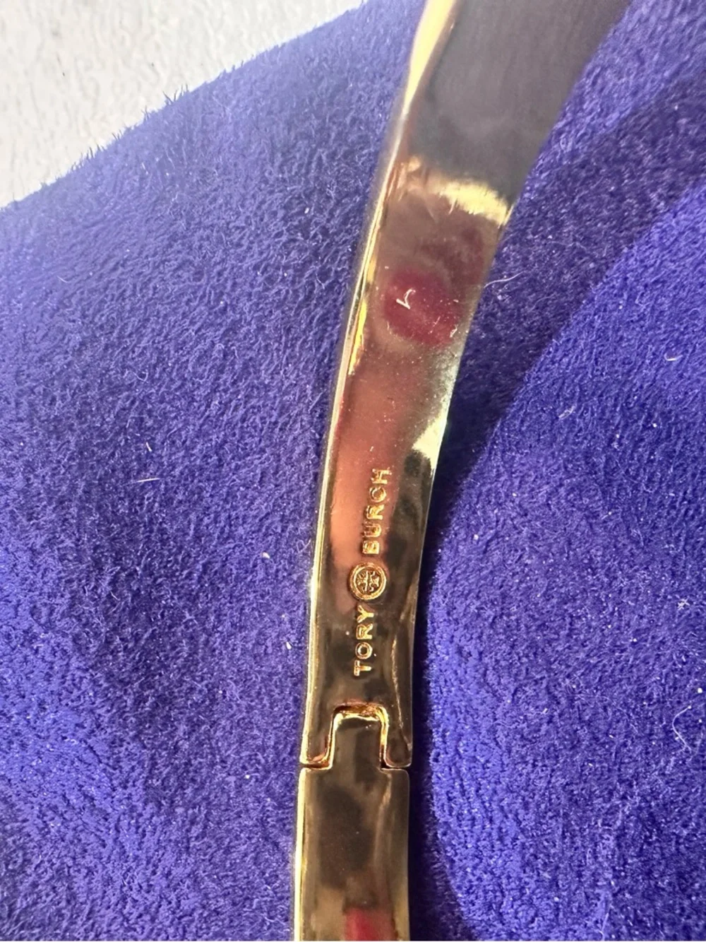 Tory Burch Cream Enamel and Gold Logo Hinge Bangle